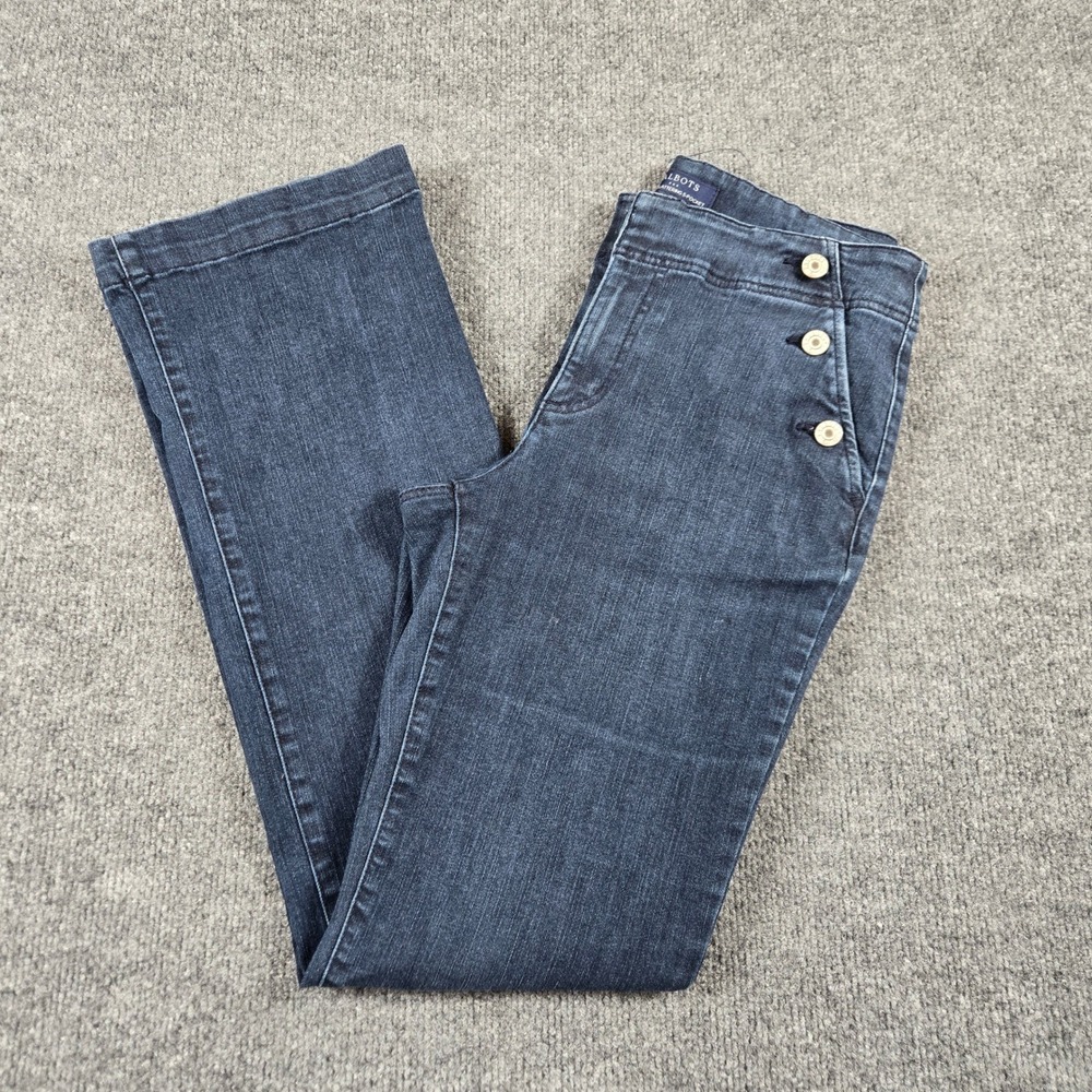 Talbots Sailor Jeans Womens 6 Dark Wash y2k rise  Wide Leg Nautical Buttons
